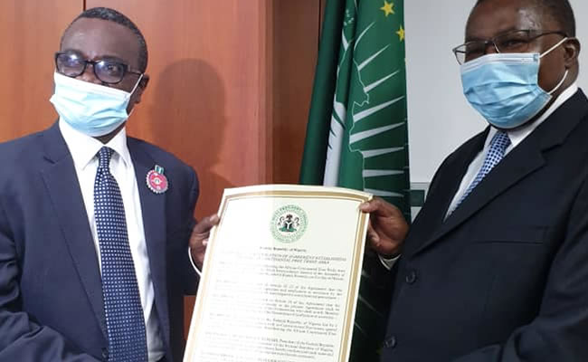 Nigeria presents ratified AfCFTA instrument to AU
