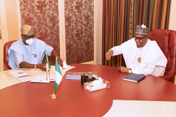 Photos: President Buhari in a closed-door meeting with Gov. Babajide Sanwo-Olu