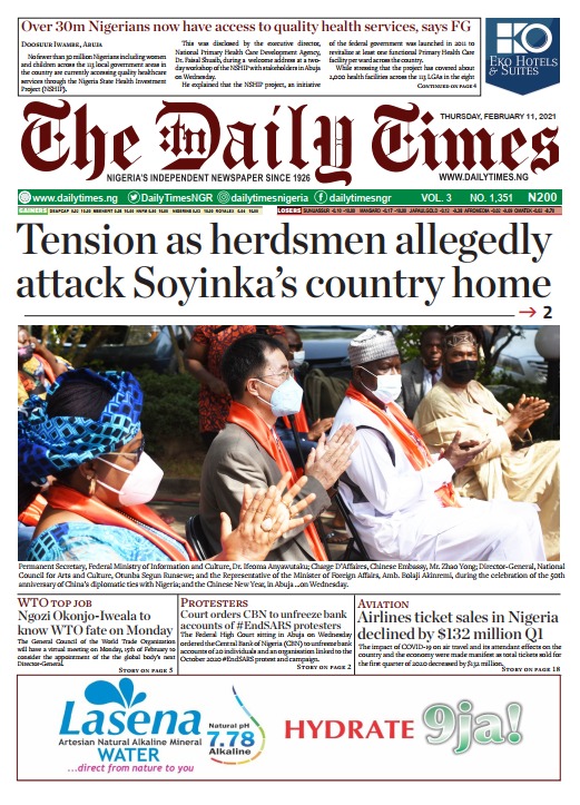 Today’s Major Nigerian Newspaper’s Cover Stories 11-February -2021