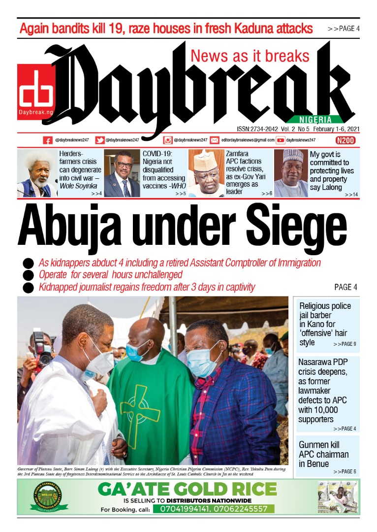 Today’s Major Nigerian Newspaper’s Cover Stories 08- February  -2021