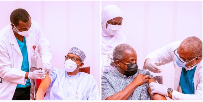 Buhari, Osinbajo Receive COVID-19 Vaccine in Aso Villa