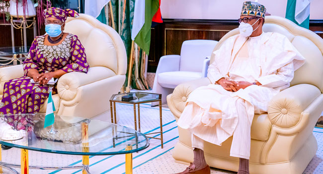 BREAKING: Buhari, Okonjo-Iweala meet in Aso Rock
