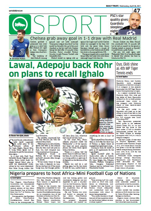 Today’s Major Nigerian Newspapers’ covers stories-28-April-2021