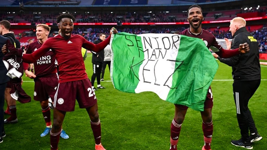 Iheanacho, Ndidi celebrate first FA Cup victory with Nigeria flag