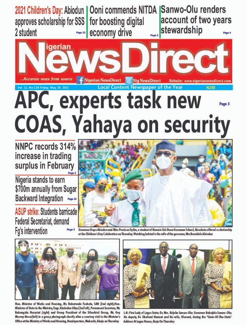 Today’s Major Nigerian Newspapers’ Cover Stories-28-05-2021