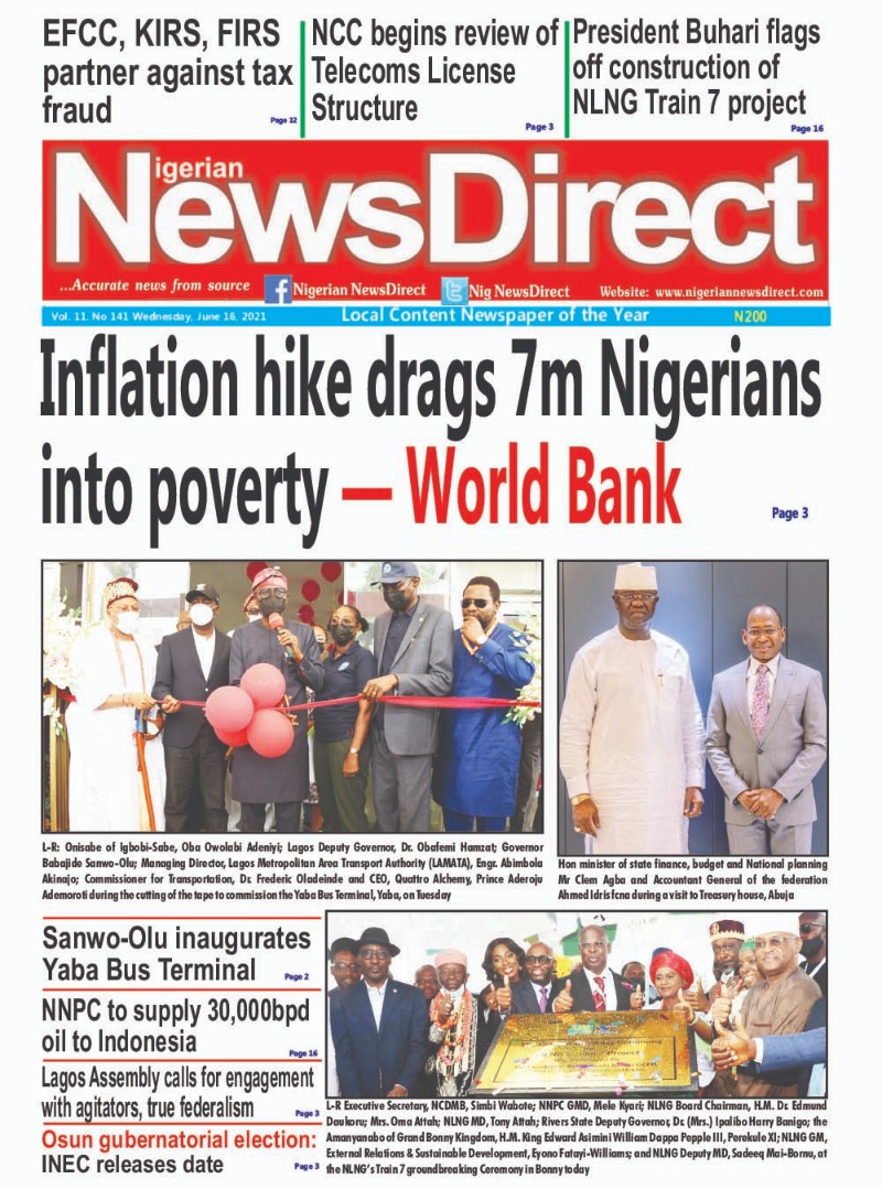 Today’s Major Nigerian Newspapers’ Cover Stories-16-06-2021