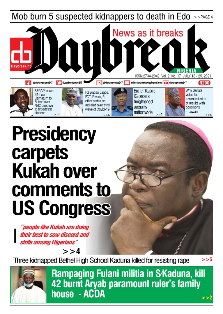 Today’s Major Nigerian Newspapers’ Cover stories-19-07-2021