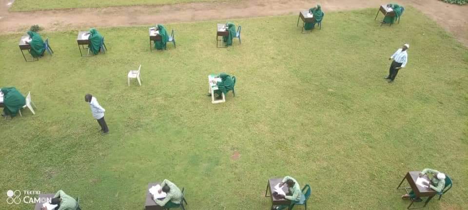 PHOTOS: Ogun School Observes ‘Social Distancing’ During Mock Exam