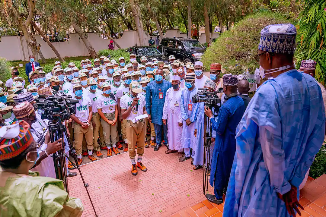 Buhari Gifts Katsina Corps Members Two Cows, 20 Bags Of Rice, N1m