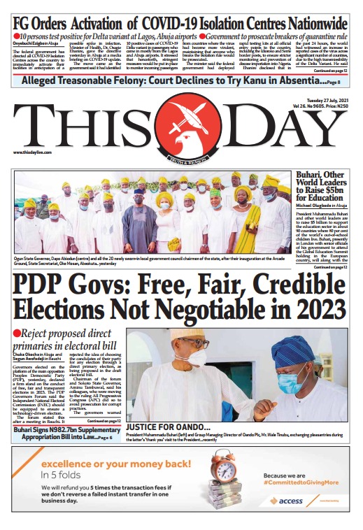 Today’s Major Nigerian Newspapers’ Cover Stories-27-07-2021
