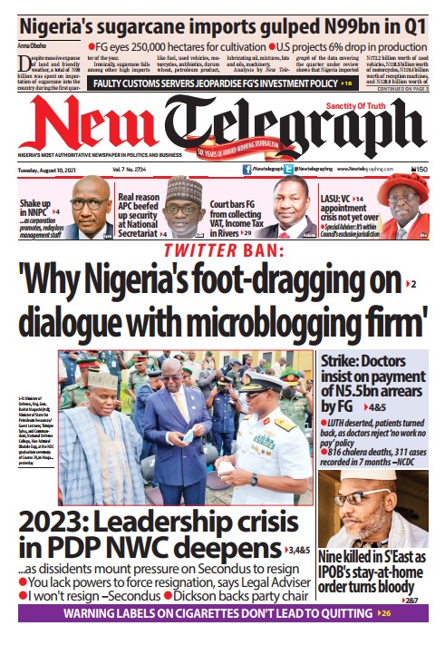Today’s Major Nigerian Newspapers’ Cover articles-10-08-2021