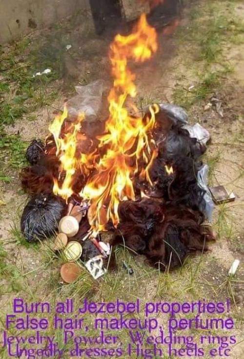 Lady Agrees To Burn Her Make-up, Wigs After Holiness Conference says it’s devils beauty tools.