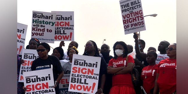 Groups Protest At Unity Fountain, Demand Assent To Electoral Bill