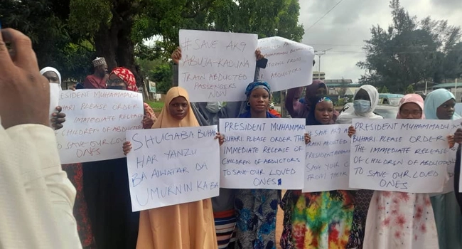 Relative of Kidnapped Train Passengers Stage Protest in Kaduna