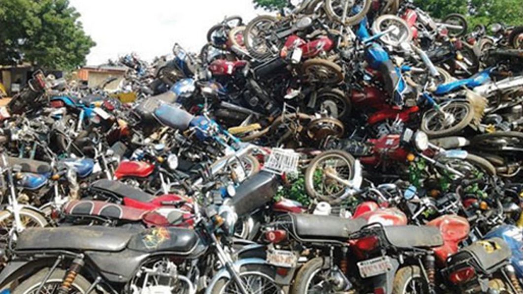 Okada Ban: FCT raids Communities, crush 432 motorcycles at Airport road