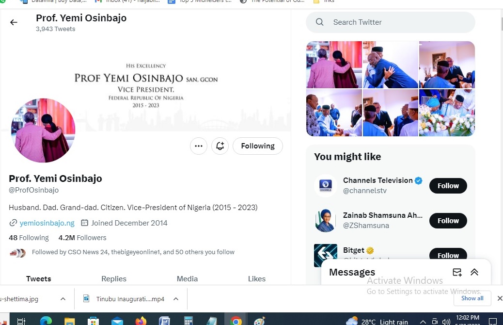 Breaking: Twitter Removes Osinbajo’s Verification