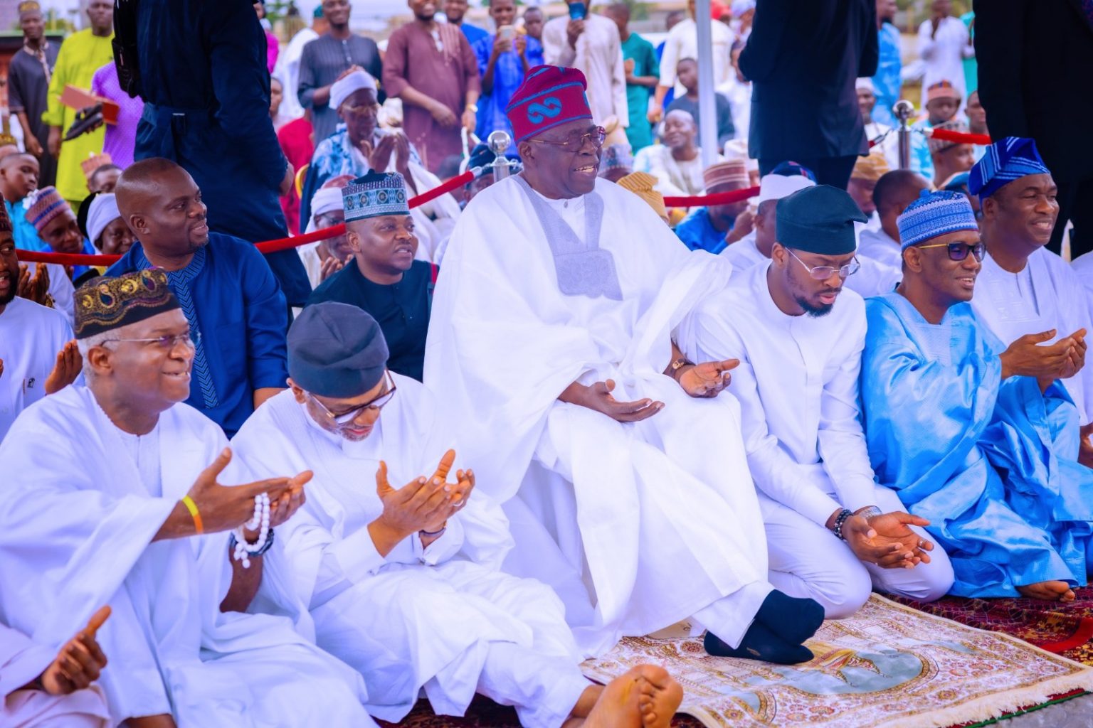 Tinubu Joins Muslims for Eid Prayers at Dodan Barracks Praying Ground