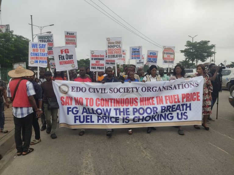 Breaking: Edo CSOs Stage Protest in Benin City Against Economic Hardship