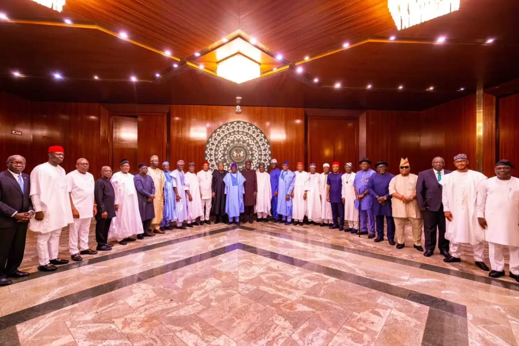 “Tinubu Meets 36 Governors: State Police, Security, and Food Crisis Discussed”