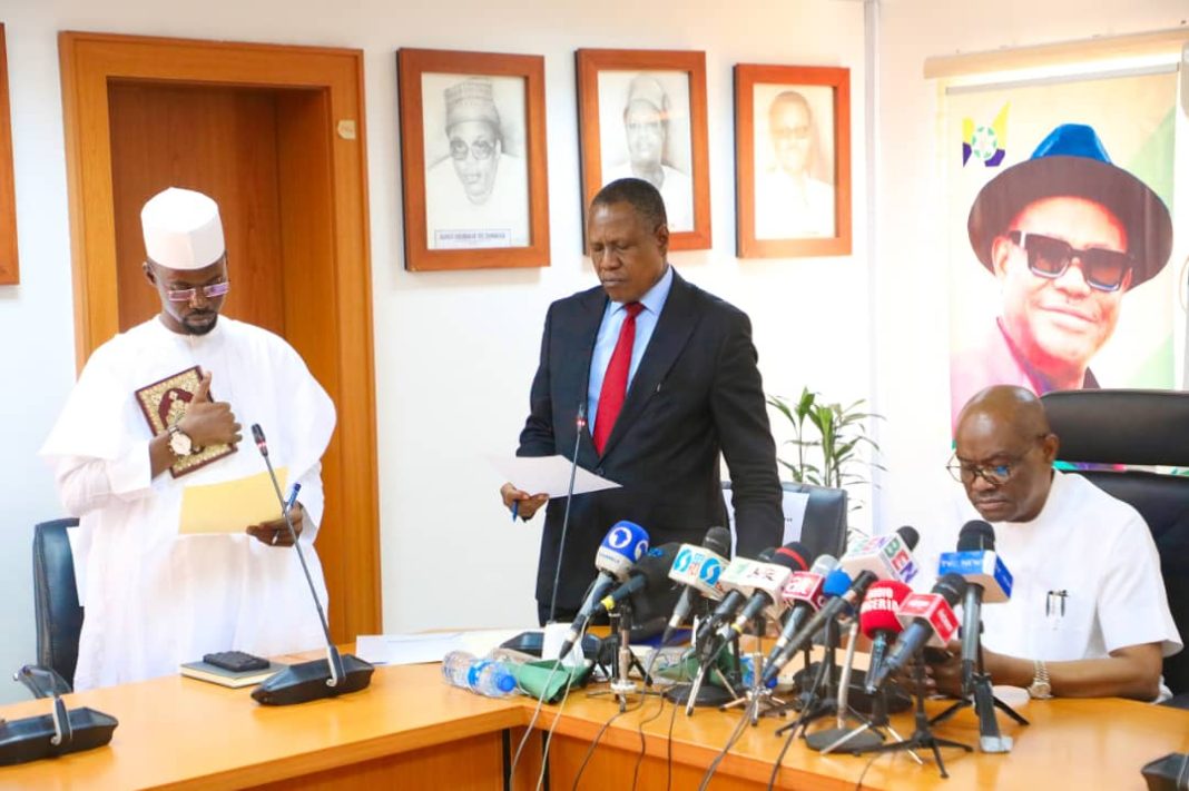 Wike swears in Satellite Towns Coordinator, warns against negotiating with contractors