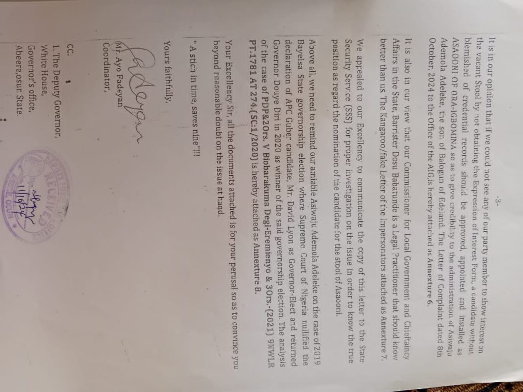 Osun PDP Members Raise Alarm Over Plan to Install APC Chieftain as Asaoni