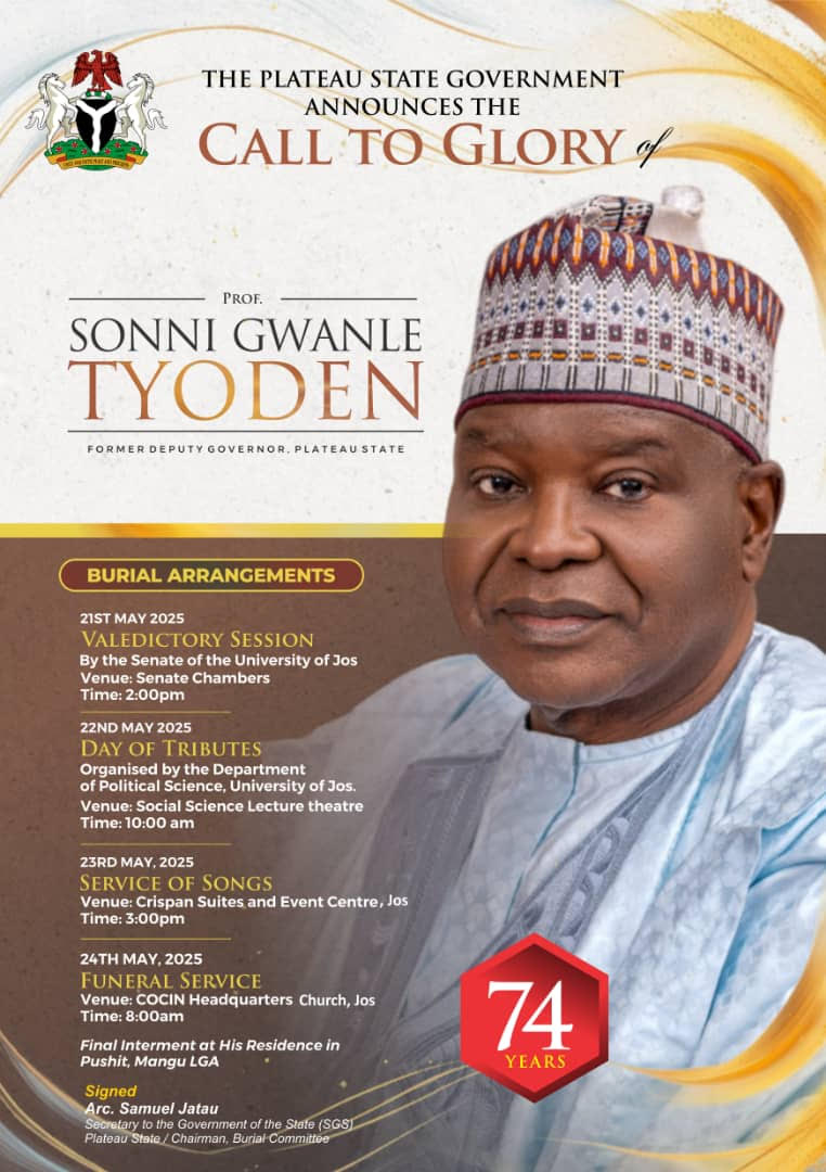 Ex-plateau Deputy Governor Professor Tyoden to Be Buried in Mangu Lga on Saturday.