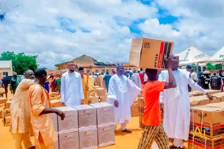 Senator Wamakko Distributes Motorcycles, Rice, and Farm Tools in Sokoto