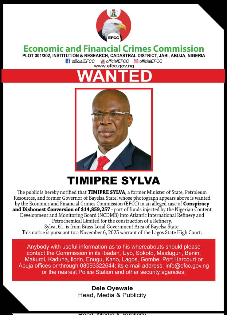 JUST IN: EFCC Declares Former Petroleum Minister Timipre Sylva Wanted Over $14.8m Fraud