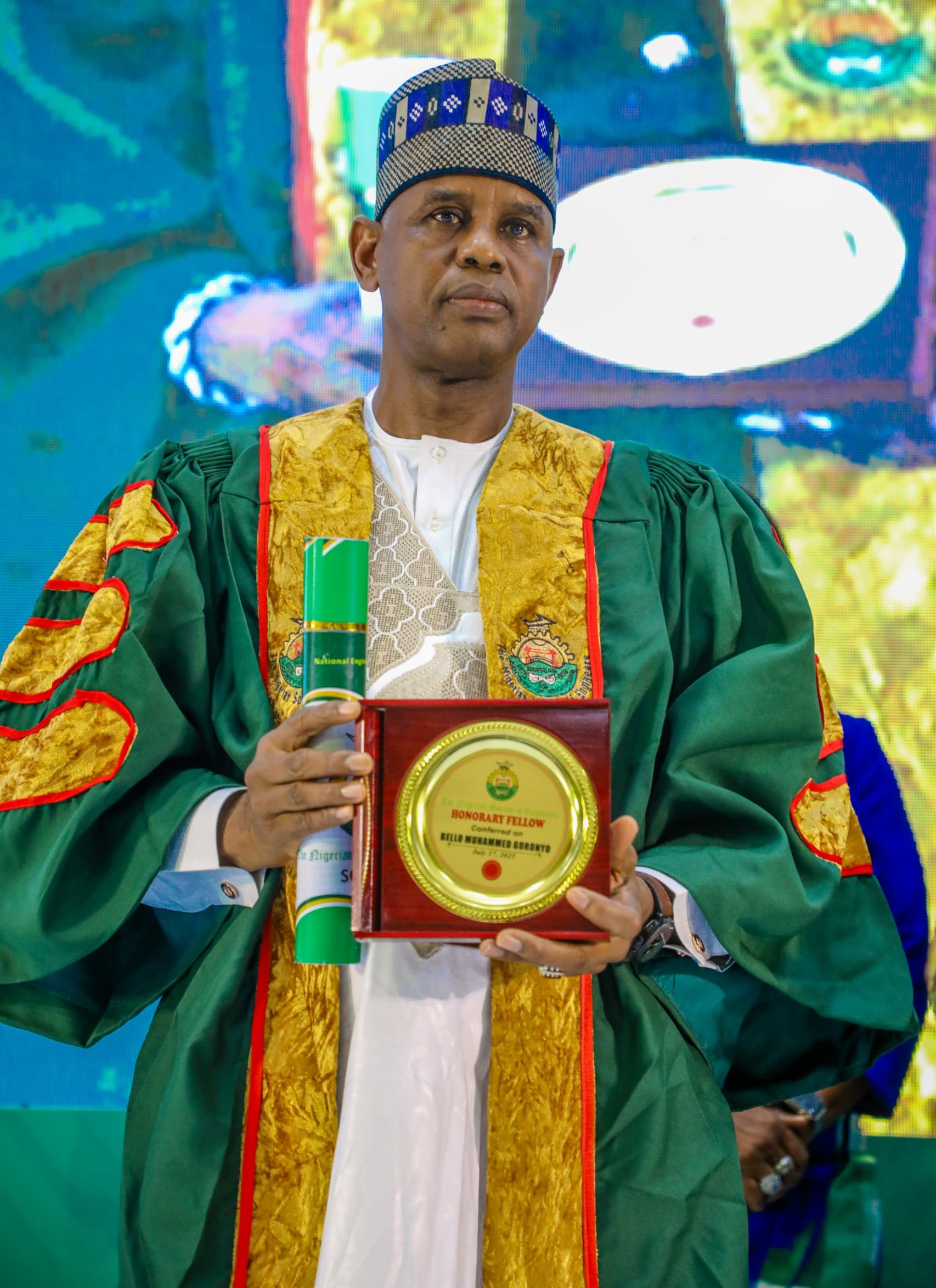 Tinubu Reaffirms Engineering-Led Development as NSE Honours Goronyo with Fellowship