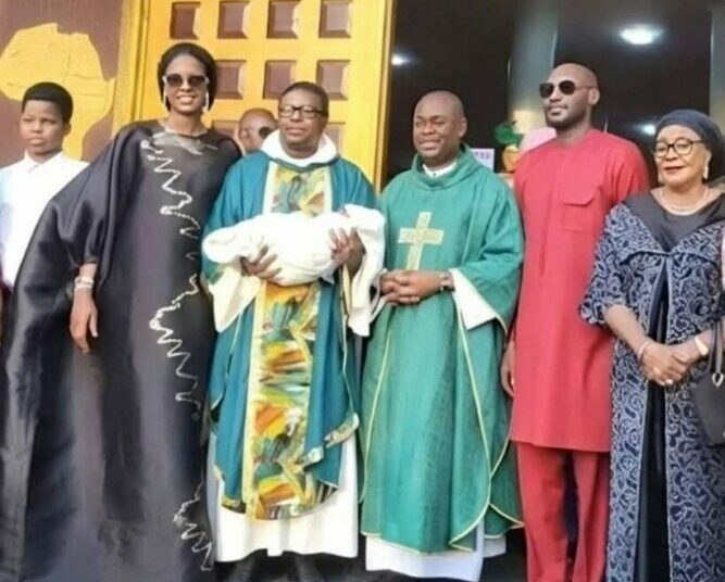 2Baba, Wife Natasha Osawaru Dedicate Newborn at Church Ceremony